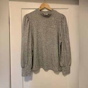 Reitmans Large Grey Top with Gem Accents